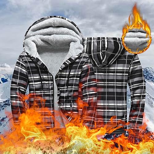 Mens Zip Up Hoodie Fleece Sherpa Lined Heavyweight Jacket R7679