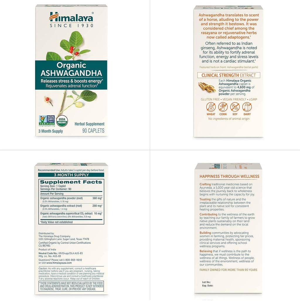 Organic Ashwagandha 90 Caplets 670 mg F490