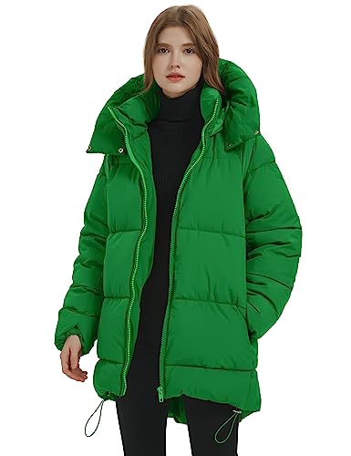 Womens Winter Hooded Quilted Puffer Jacket Mid-Length Down Padded Coat L909086