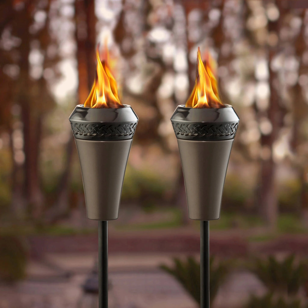 2-Pack 66 inch Outdoor Tiki Torch Metal Brown J84779