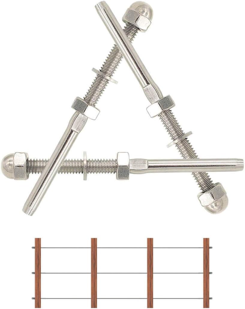50 Pack Stainless Steel Threaded Terminal Stud End for 1/8 Cable Railing X8240