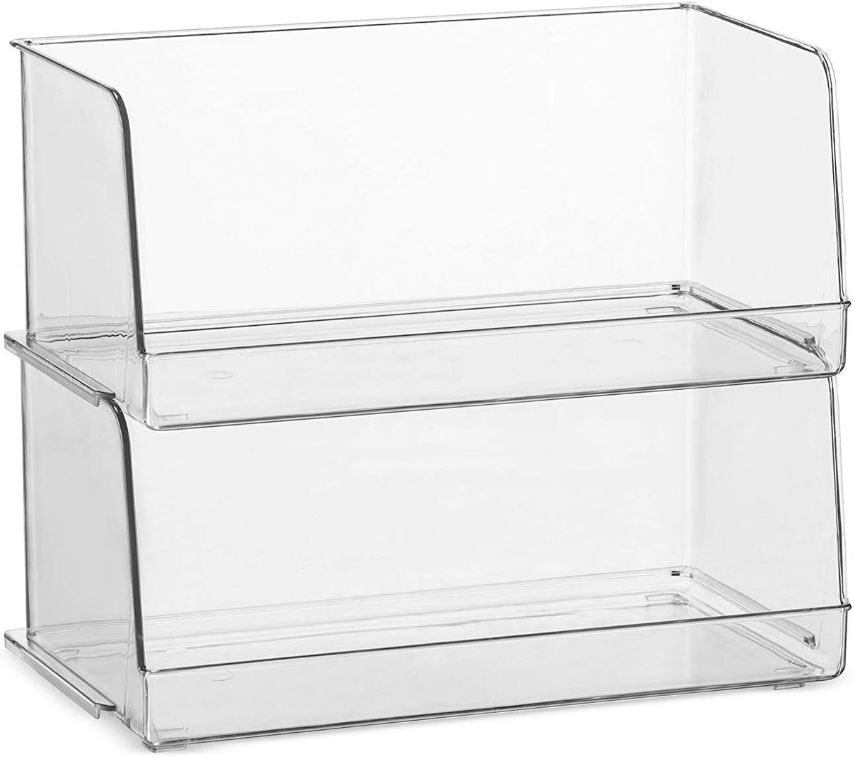 Set Of 4 Clear Plastic Stackable Food Storage Bins H531788