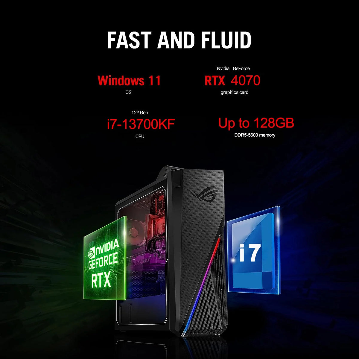 Intel Core i7-13700KF NVIDIA GeForce RTX 4070 32GB DDR5 RAM 1TB SSD Gaming Desktop Q700936