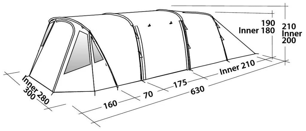 Grey 5 Person 3 Room Tunnel Tent Q35838