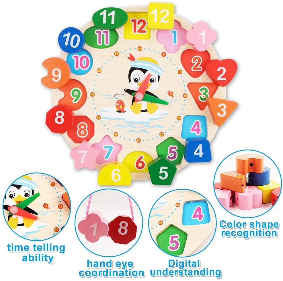 Wooden Shape Sorting Clock Educational Toy O829