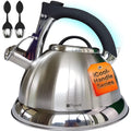 Silver Stainless Steel Whistling Tea Kettle with Handle and 2 Infusers W127