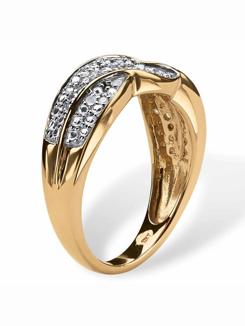 1/10 TCW Round Diamond Braid Ring in Solid 10k Gold W864
