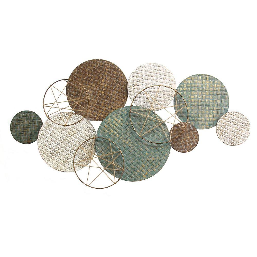 Woven Texture Metal Plates with Jute Accents T21707