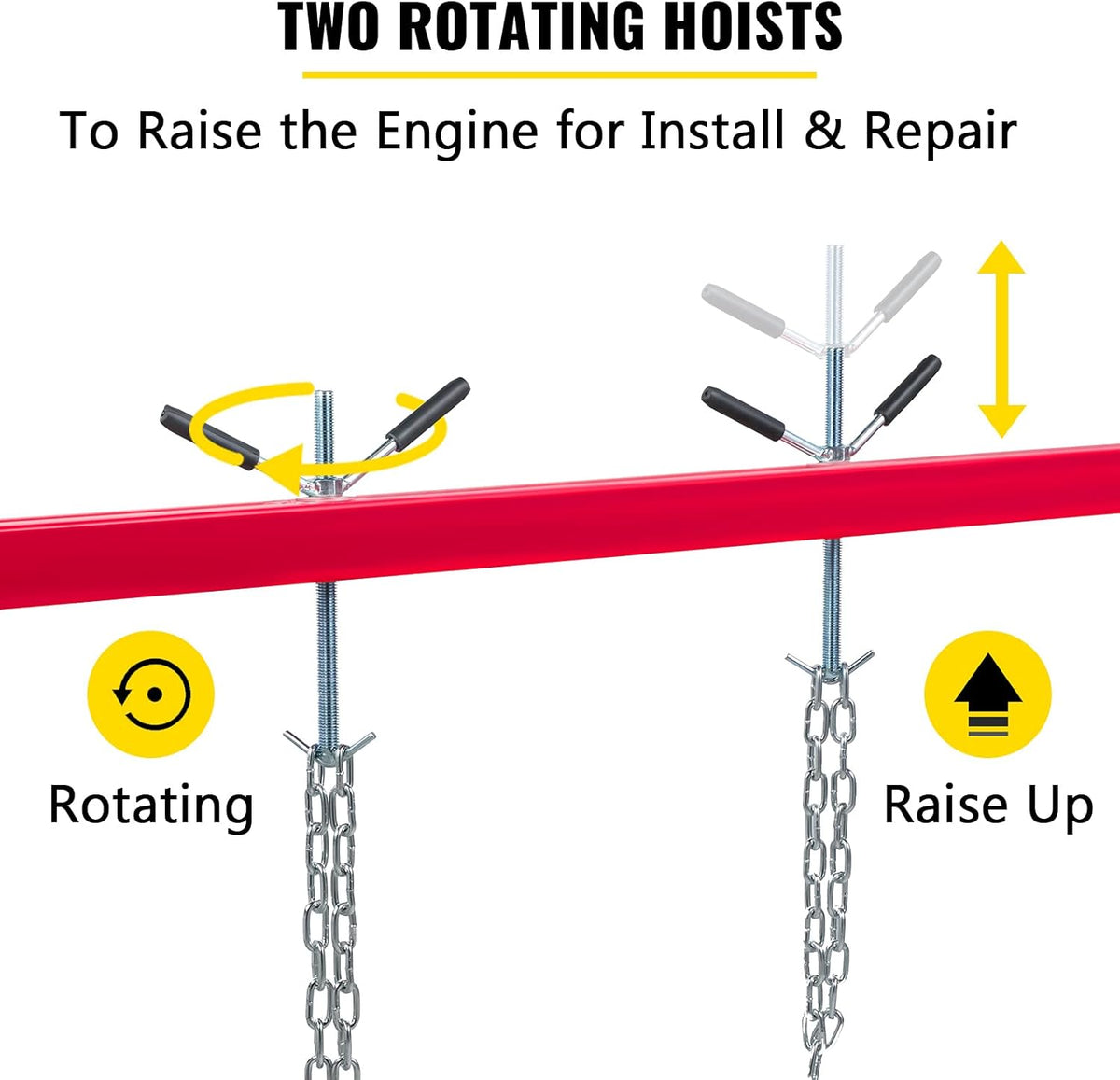 Engine Support Bar 1100 Lbs Capacity 2 Point Lift Dual Hooks R24308