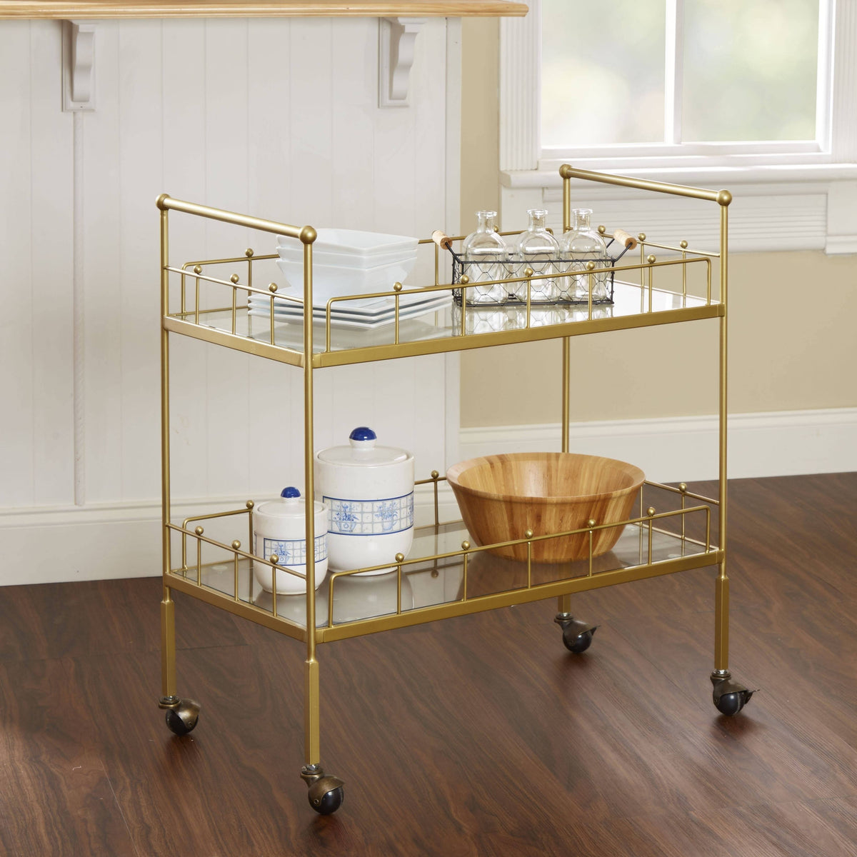 Gold Rectangular Serving Cart H39732