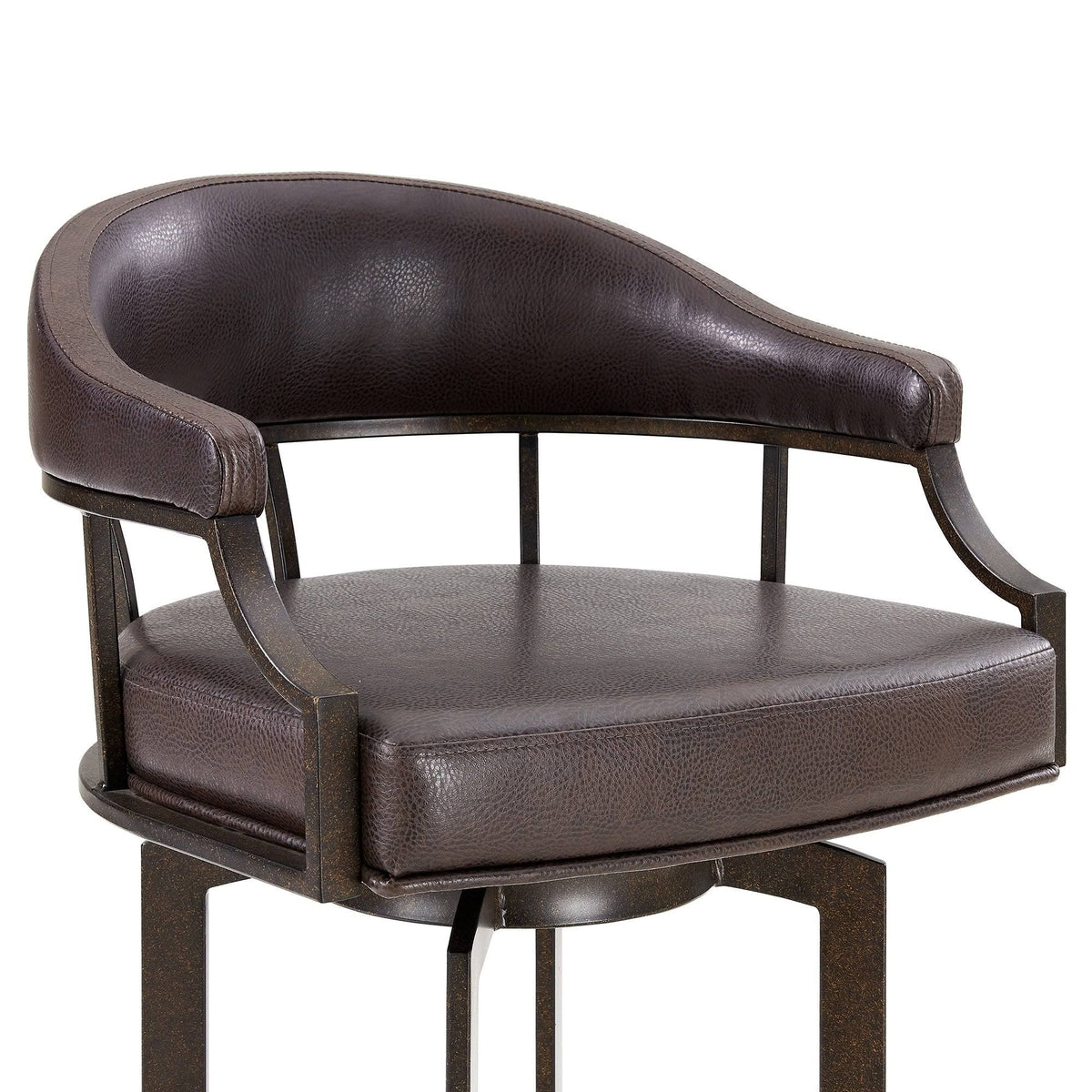 Auburn Bay and Brown Faux Leather Swivel Bar Stool J8955