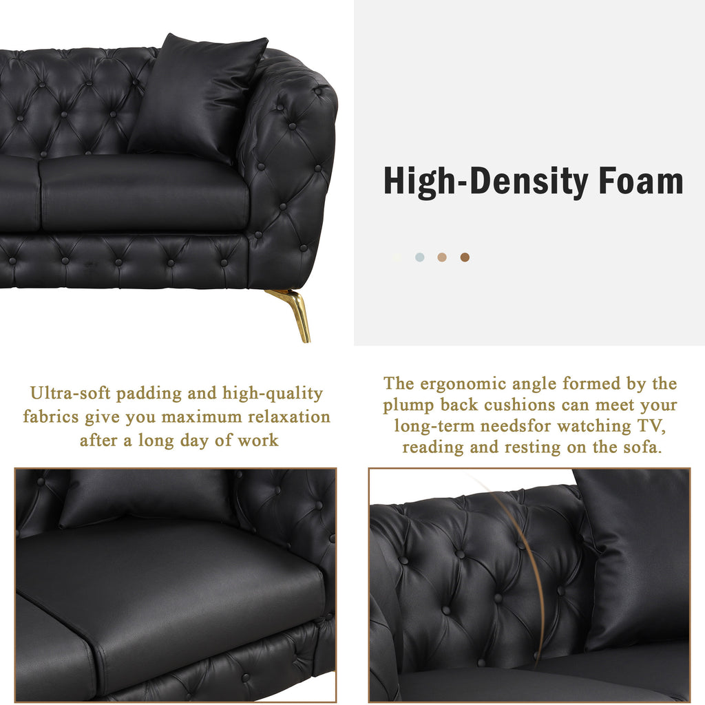 Black PU Upholstered Sofa with Metal Legs P80376