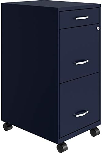 3 Drawer Metal Mobile File Cabinet with Lock, Letter Size, Silver K25257