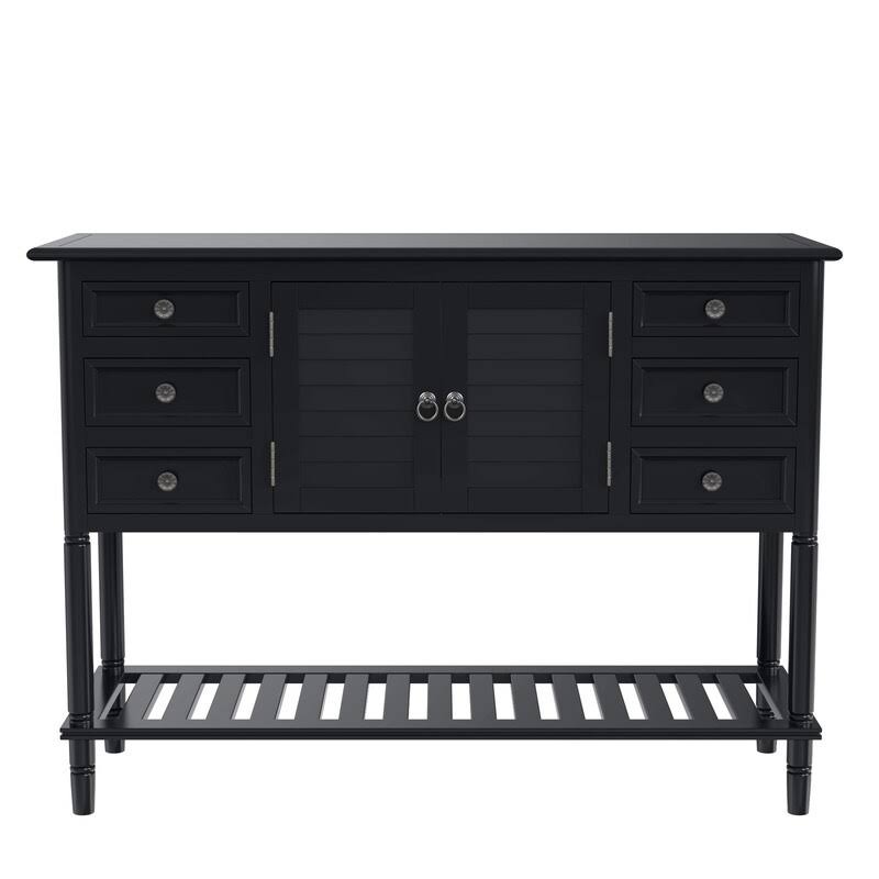 Red Console Table with 6 Drawers, 1 Cabinet and 1 Shelf G85980