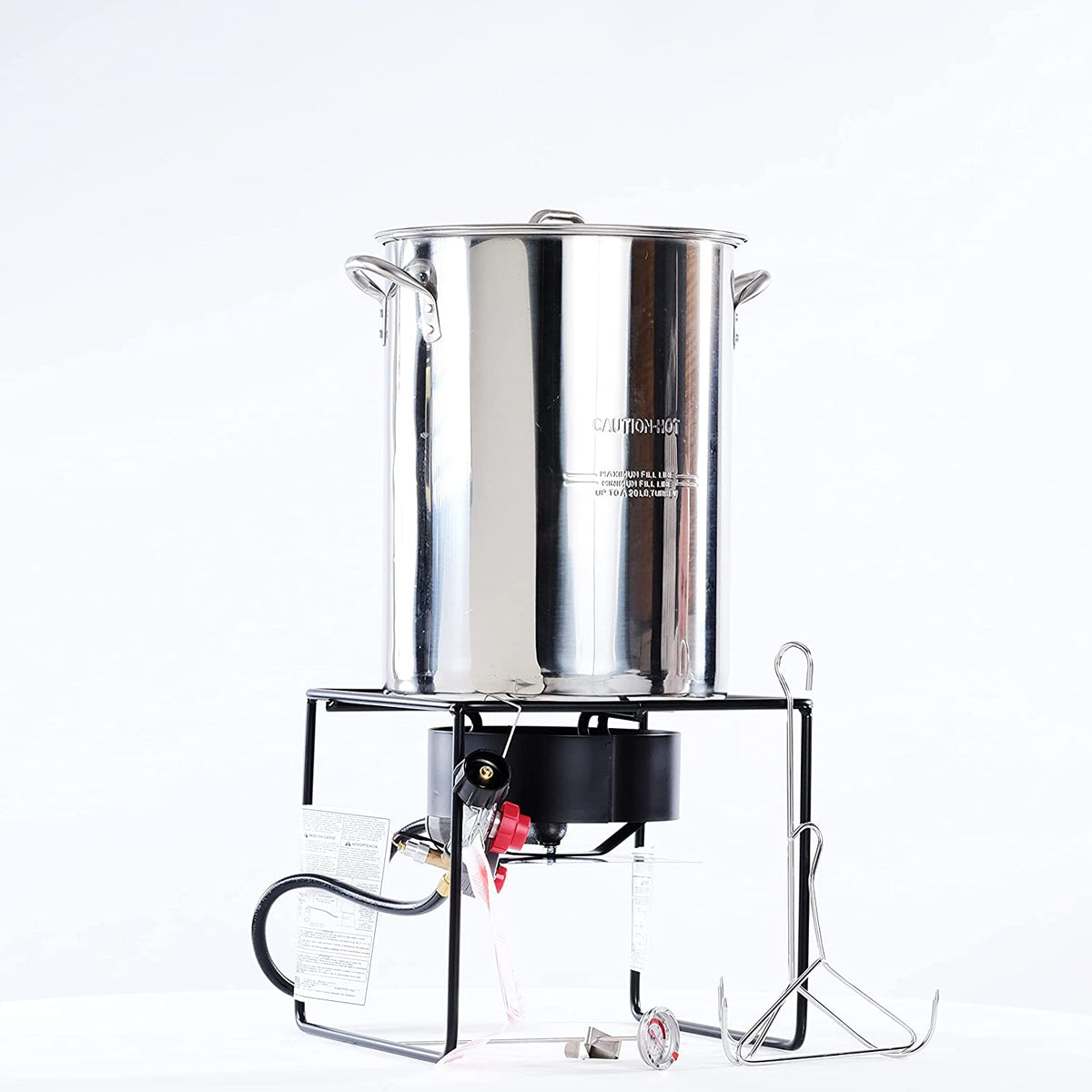 12 in. Welded Square Turkey Fryer Package with Stainless Steel Pot A151390