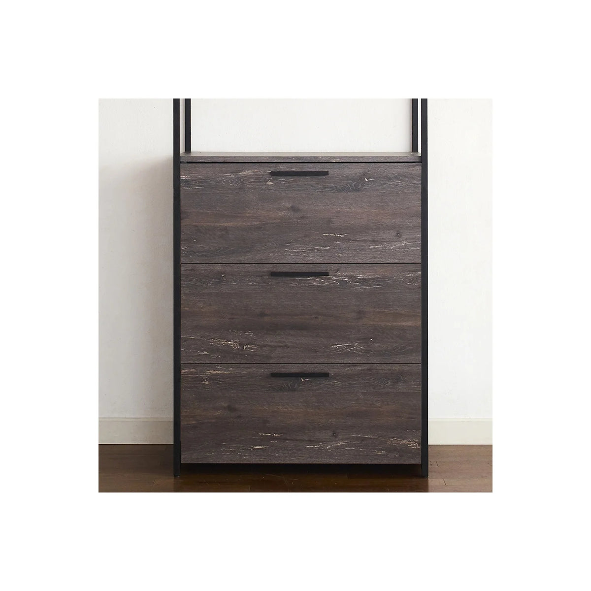 Rustic Gray Wood and Metal Walk-in Closet with 3-Drawer H119555