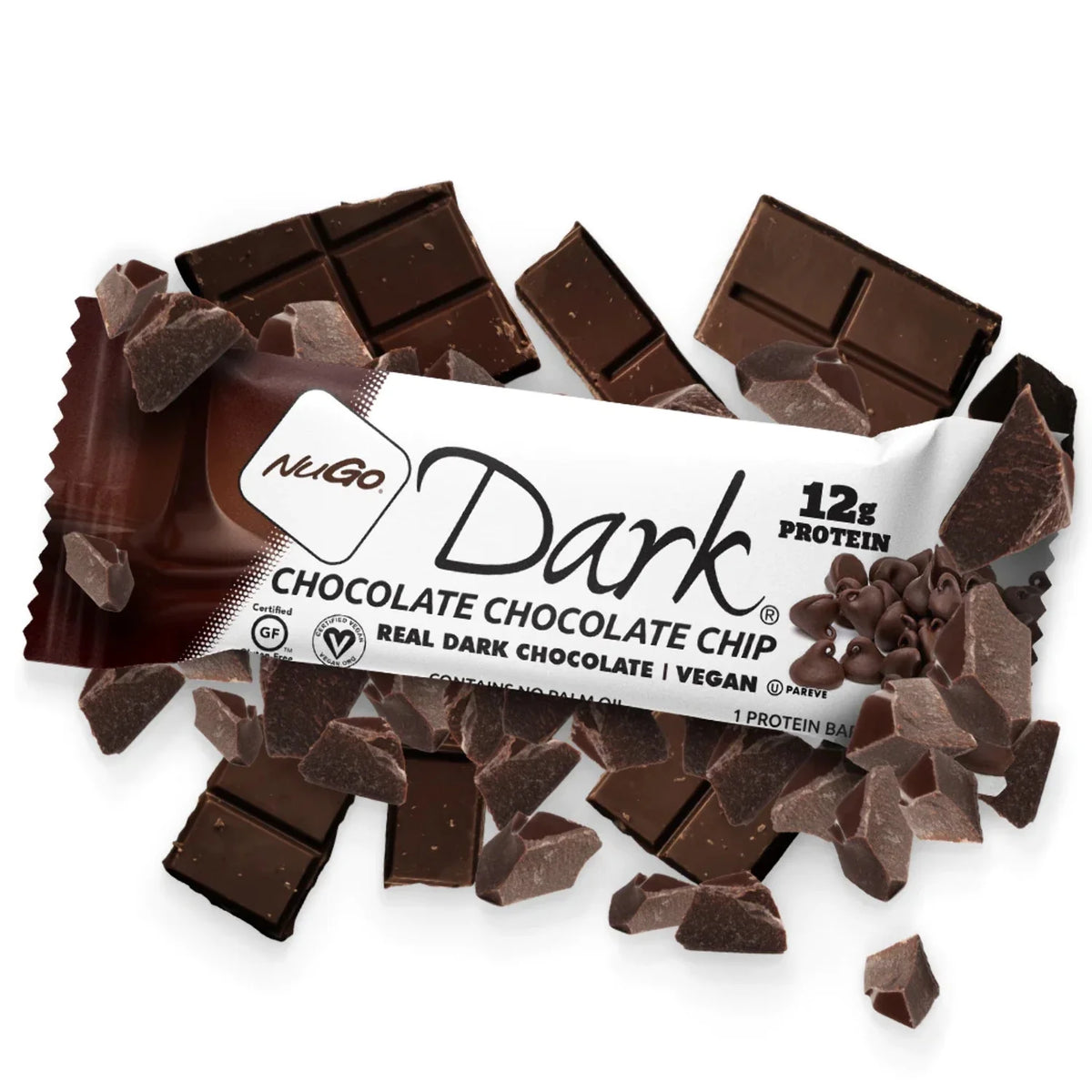 12 Count Dark Chocolate Chocolate Chip Vegan Protein Bars Q745
