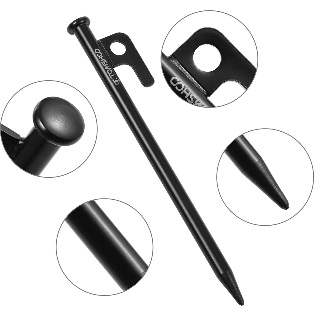 Heavy-Duty Steel Tent Pegs, 8 Inch/12 Inch, 6PCS E326