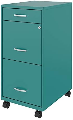 3 Drawer Metal Mobile File Cabinet with Lock, Letter Size, Silver K25257