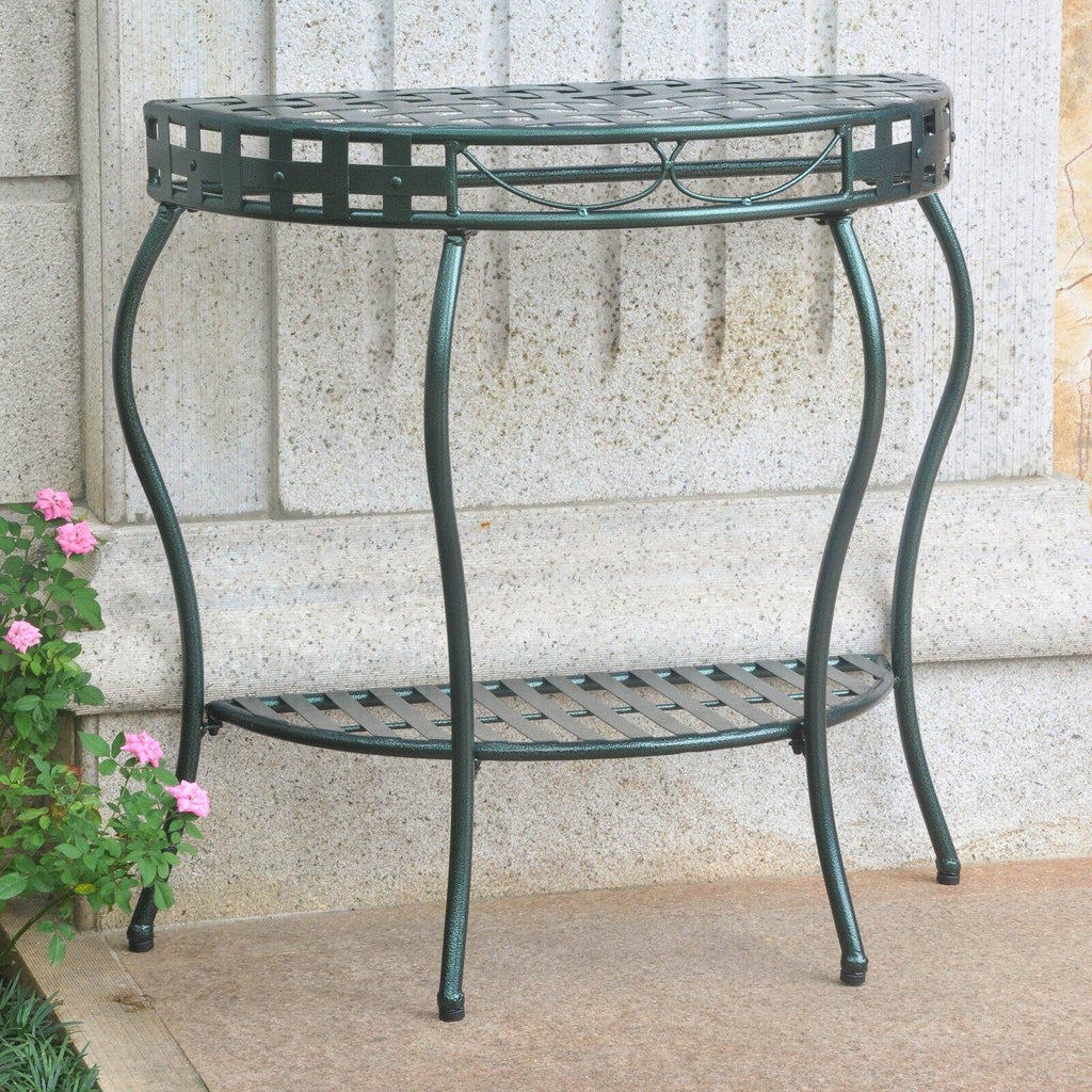 Antique Black 2-Tier Half Moon Table J26516
