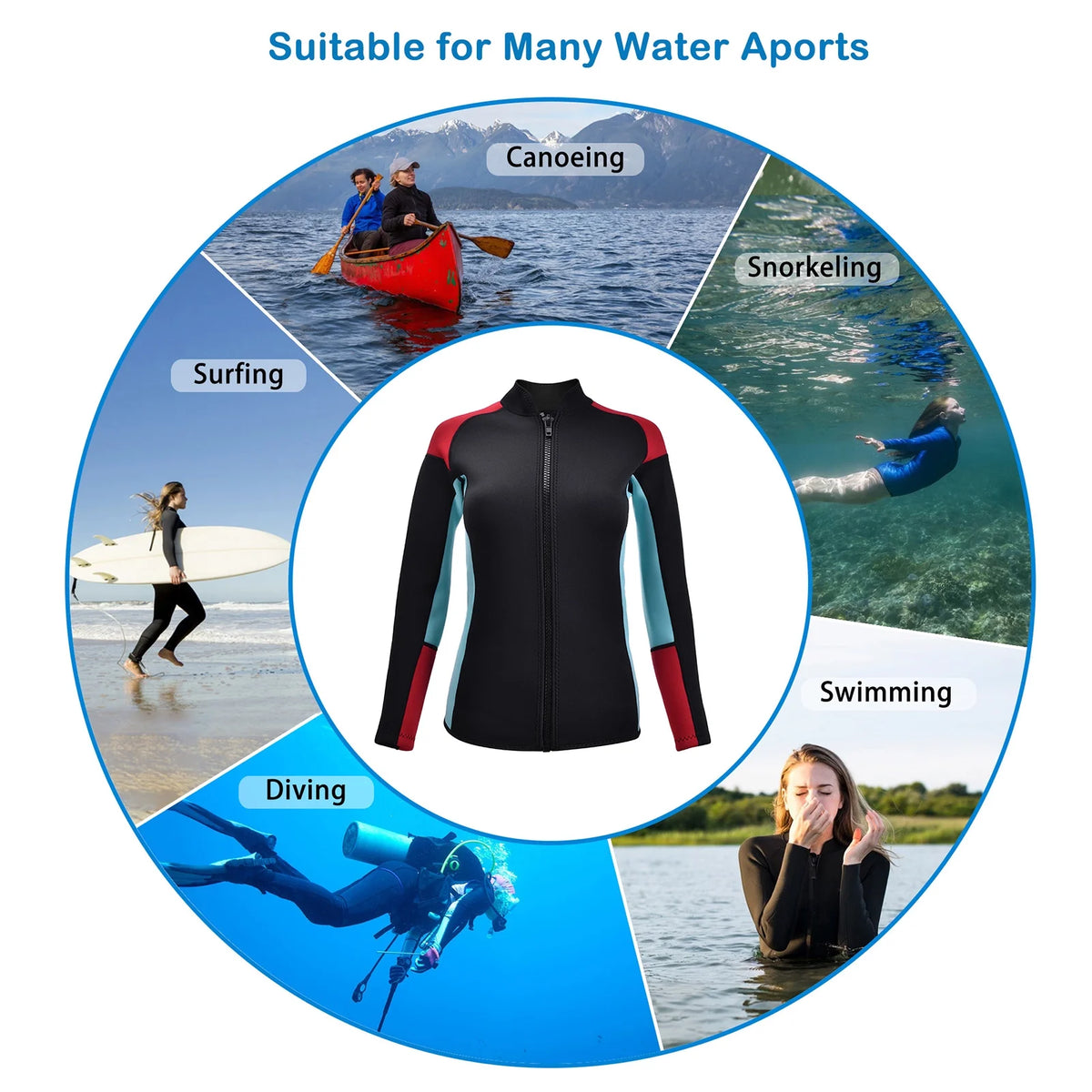 2mm Neoprene Long Sleeve Wetsuit Jacket I233