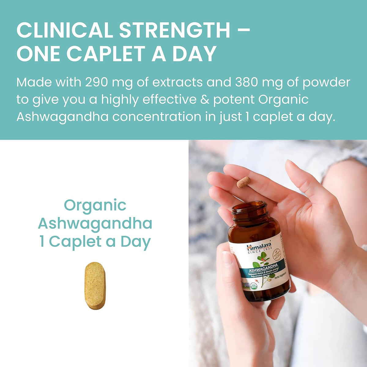 Organic Ashwagandha 90 Caplets 670 mg F490
