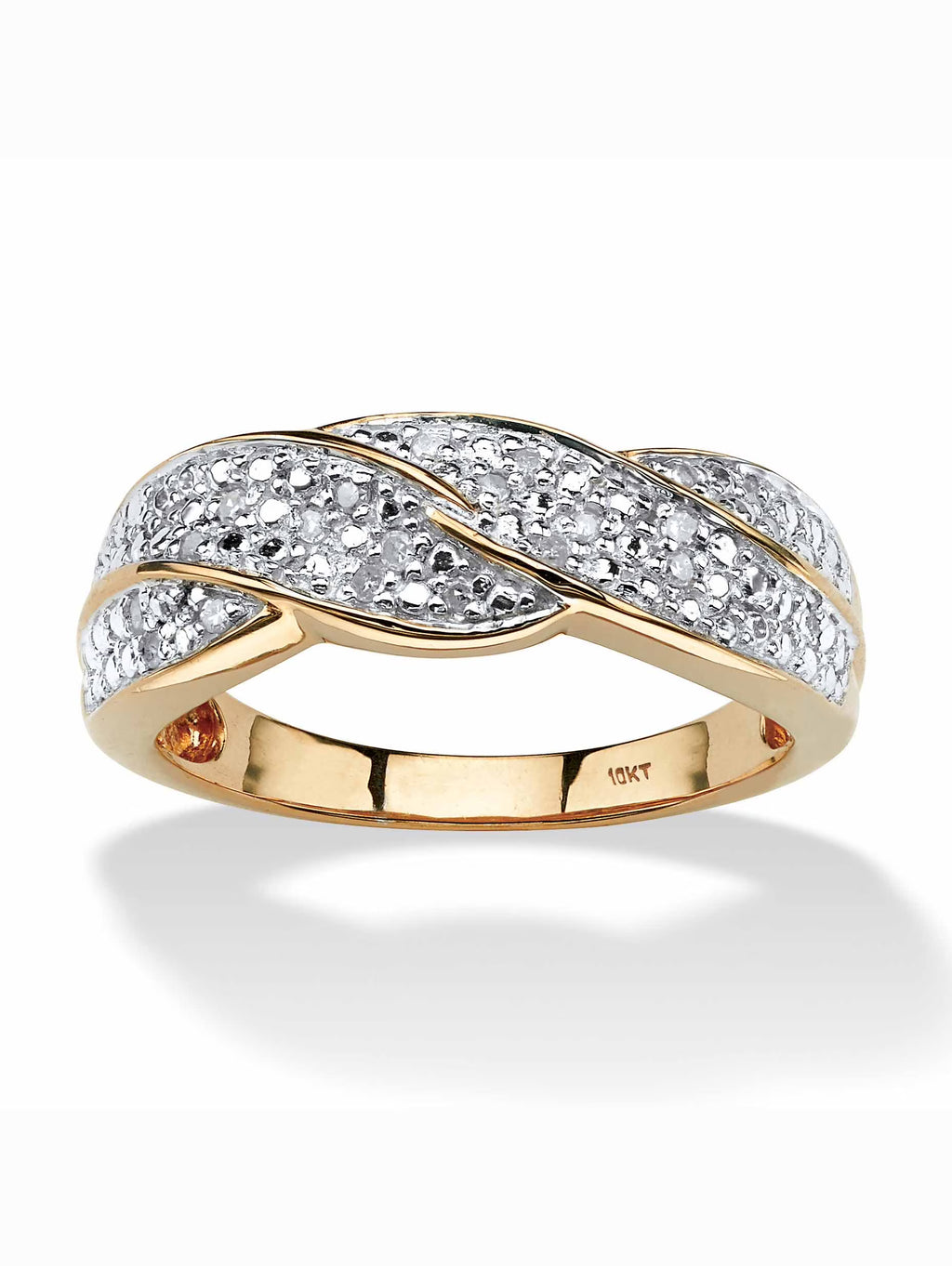 1/10 TCW Round Diamond Braid Ring in Solid 10k Gold W864
