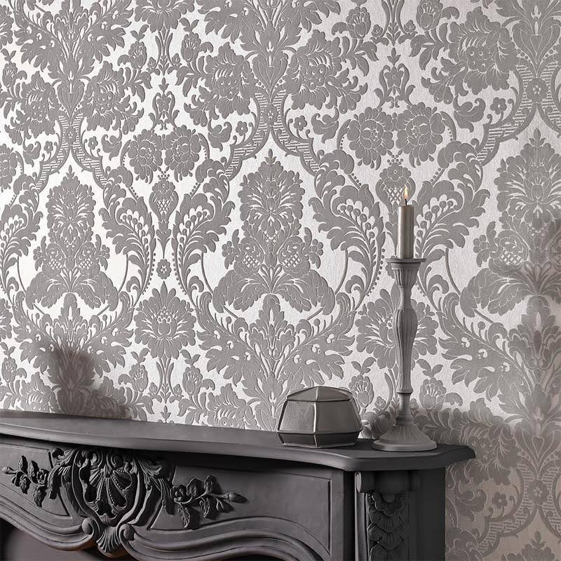 Gothic Damask Plum Wallpaper O7381
