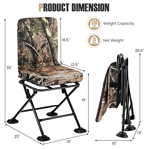 360 Degree Swivel Camouflage Folding Hunting Chair with Padded Cushion T94396