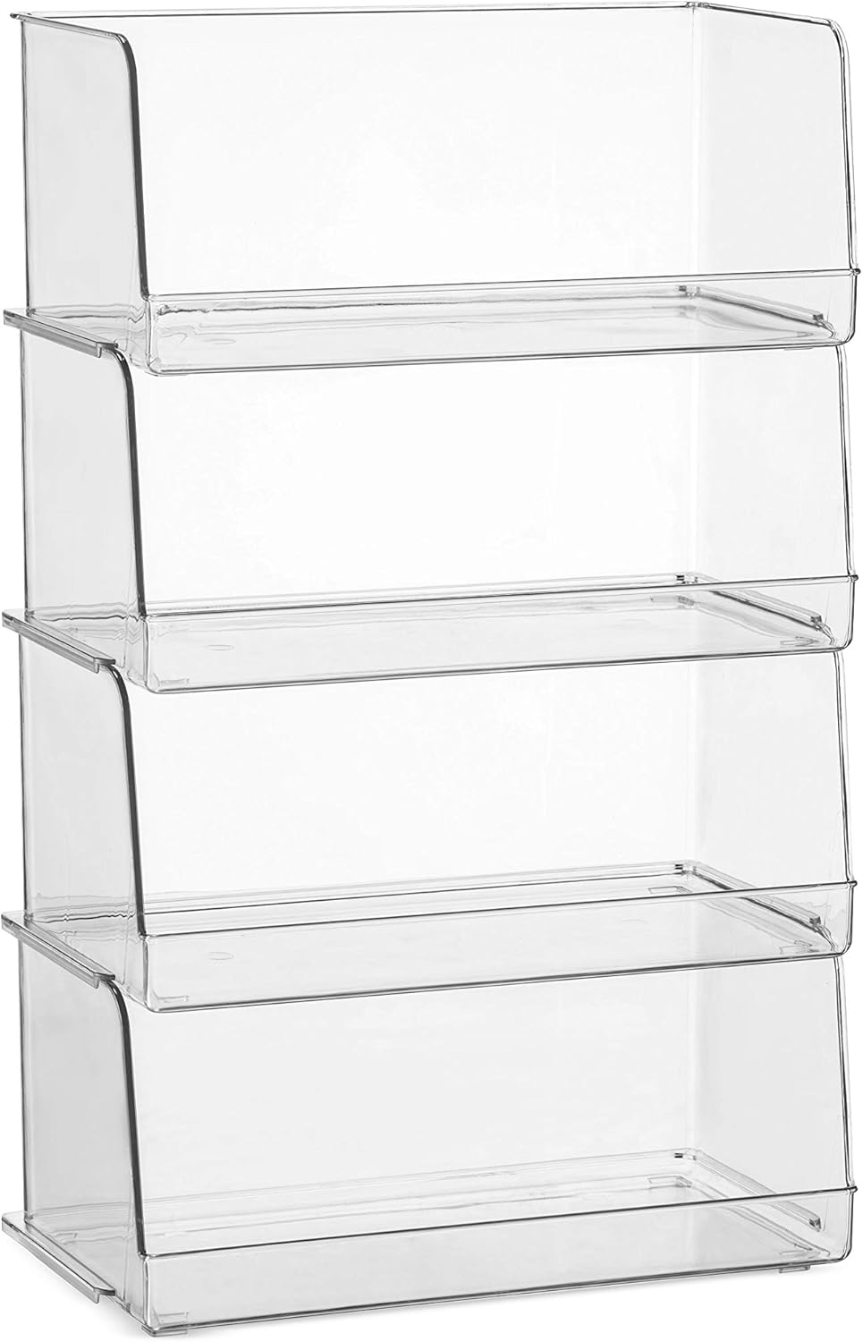 Set Of 4 Clear Plastic Stackable Food Storage Bins H531788