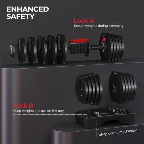 Adjustable Dumbbell Set 90LBS with Anti-Slip Handle P52123