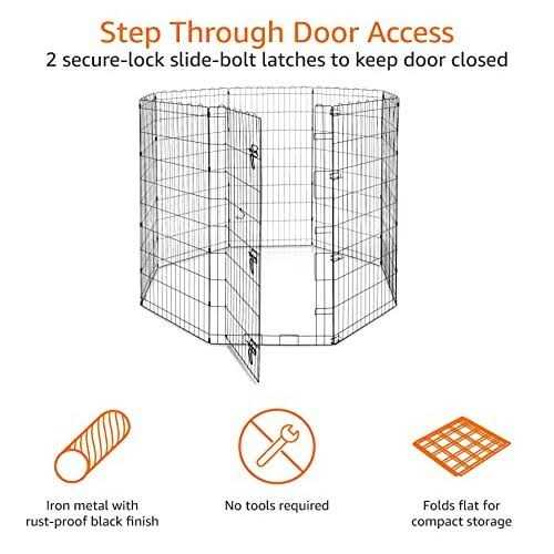 Foldable Metal Pet Dog Exercise Fence Pen with Gate Y845978