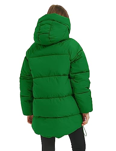 Womens Winter Hooded Quilted Puffer Jacket Mid-Length Down Padded Coat L909086