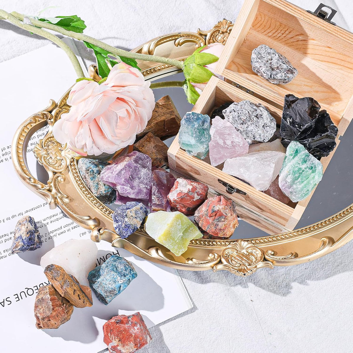 3LB Assorted Natural Stone Mix Raw Gemstone Rough Stones Crystals C5535