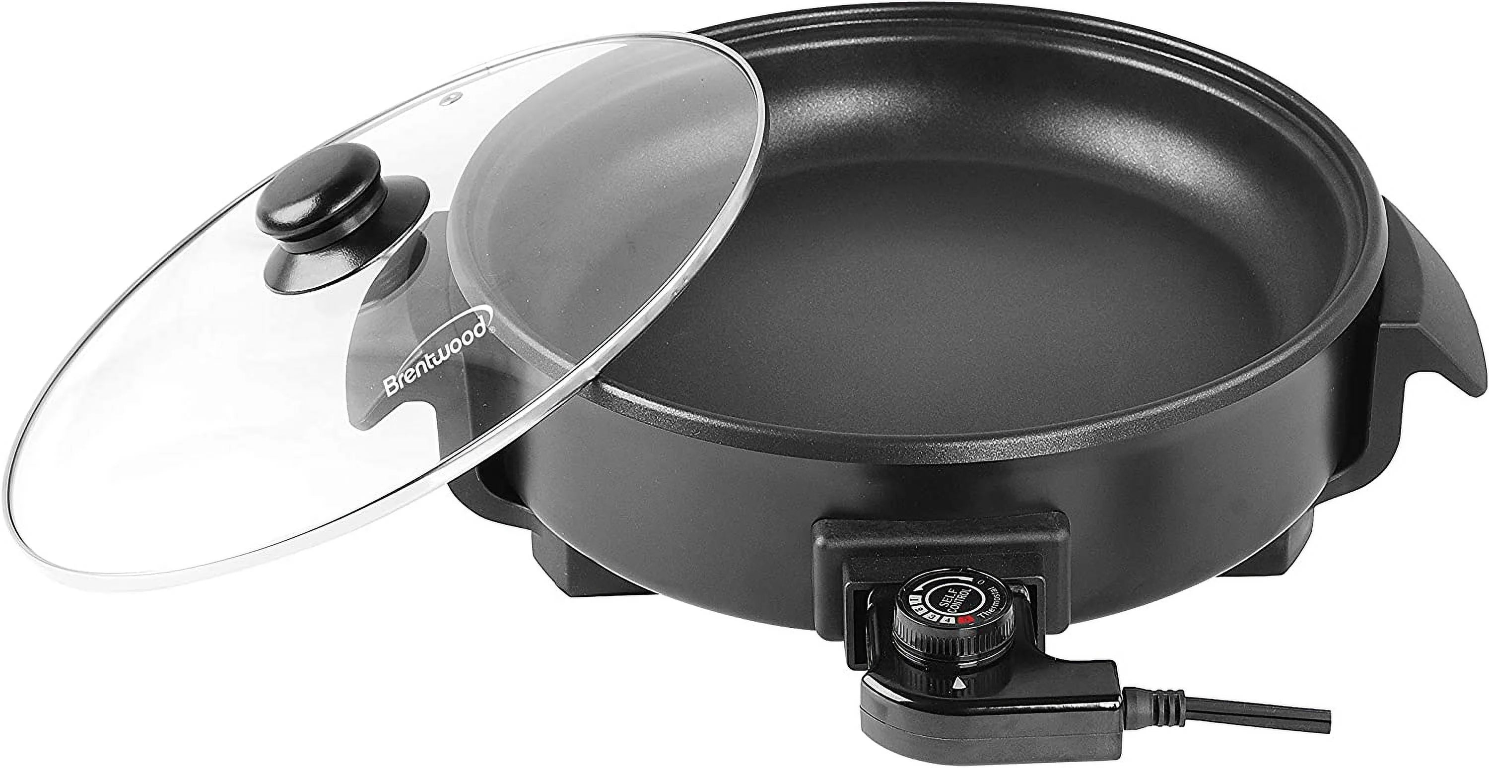 12-Inch Round Nonstick Electric Skillet With Vented Glass Lid, Black R433