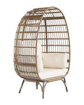 Oversized Black Wicker Egg Chair with Steel Frame L22333