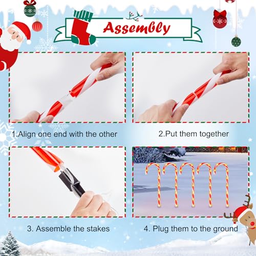 20 Packs Solar Candy Cane Lights Outdoor Pathway, 8 Modes LED Candy Cane Decorations Z110