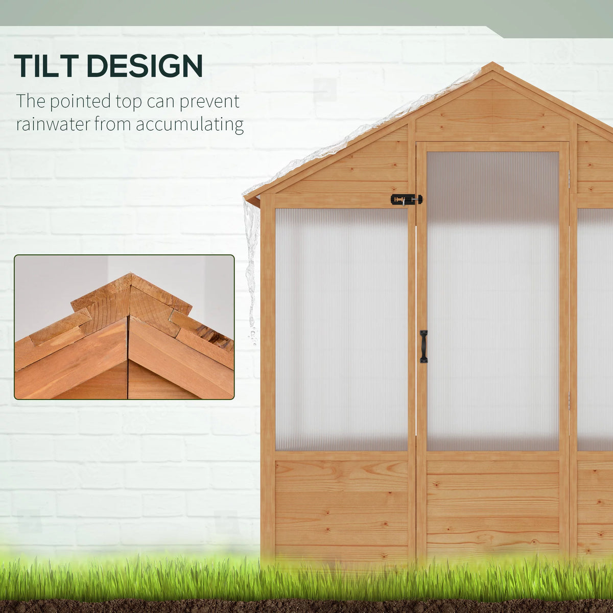 Natural Polycarbonate Wooden Greenhouse Q318891