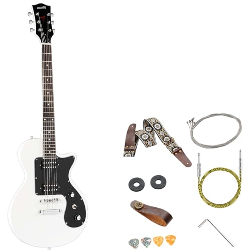 39 Inch Full Size Solid Body Electric Guitar Kit with HH Pickups, Gig Bag, Amplifier, Strap, Cable, Picks, String (White) J406