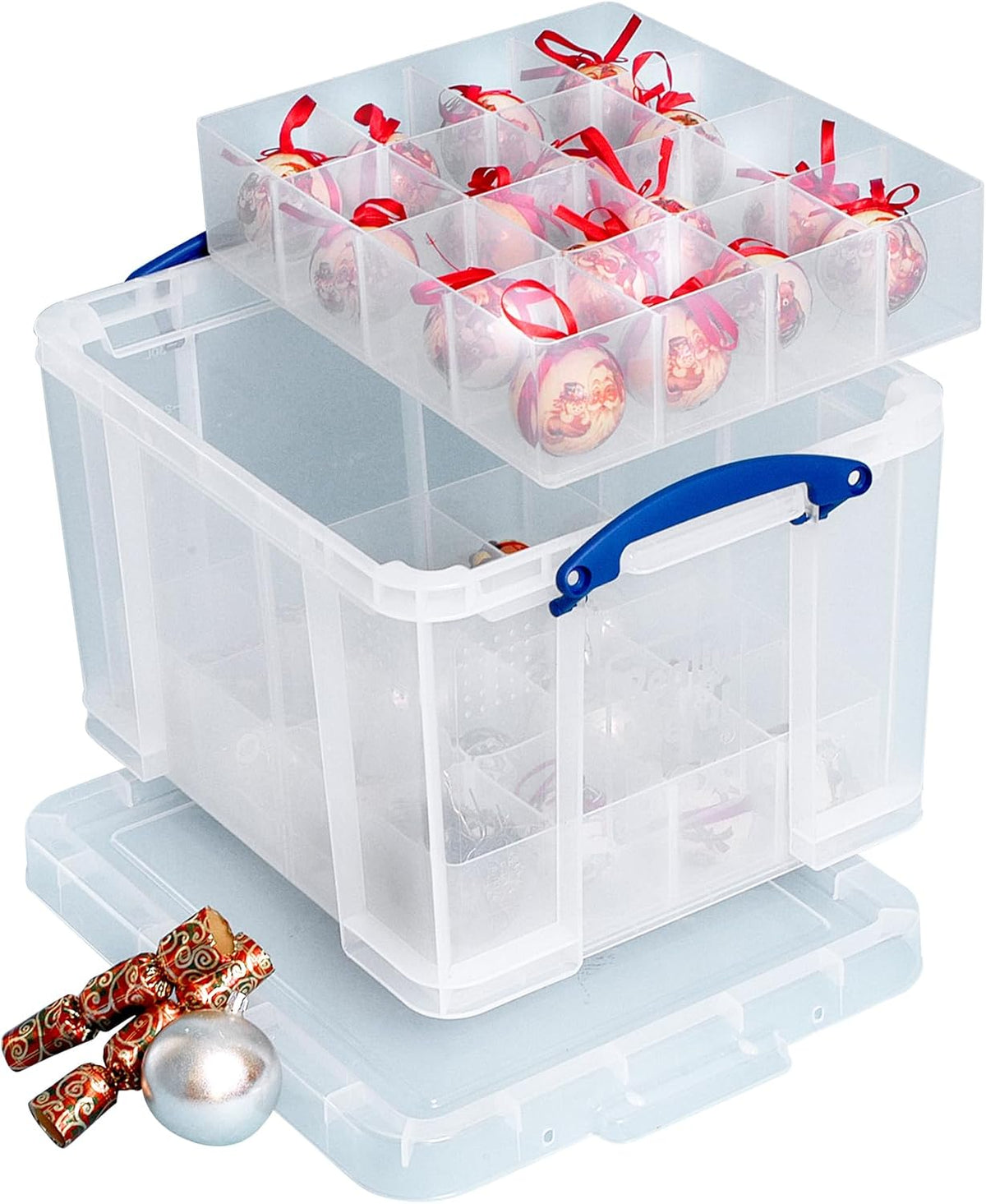 35 Litre Clear Storage Box with 2 Dividers M627