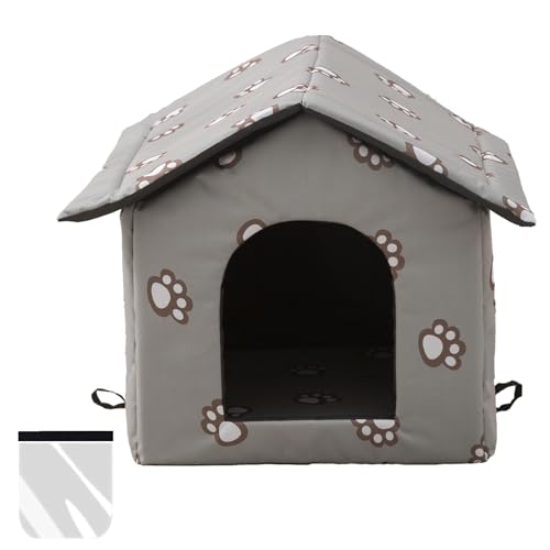 Black Weatherproof Insulated Cat House with Transparent Curtain J221