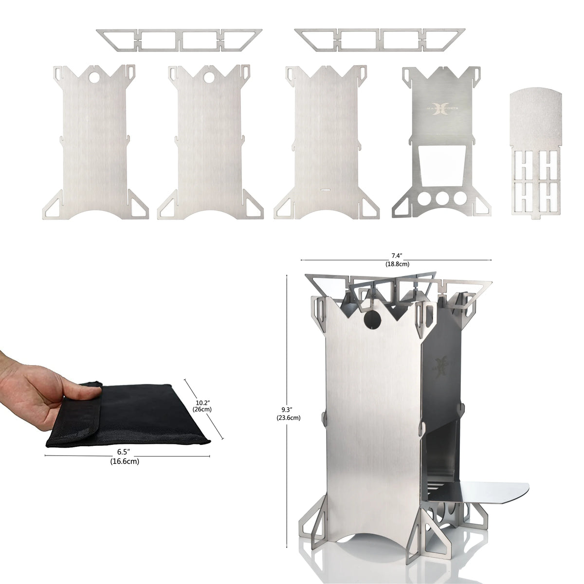 Folding Stainless Steel Wood Burning Camp Stove E112