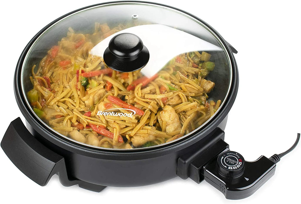 12-Inch Round Nonstick Electric Skillet With Vented Glass Lid, Black R433