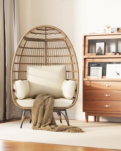 Oversized Black Wicker Egg Chair with Steel Frame L22333