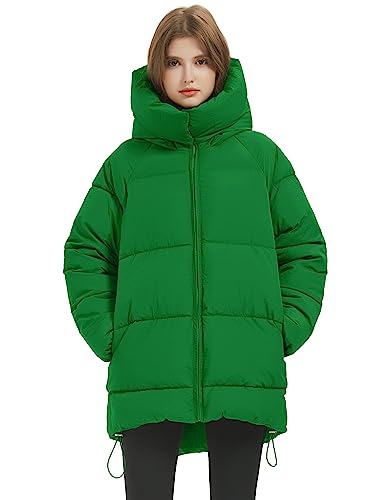 Womens Winter Hooded Quilted Puffer Jacket Mid-Length Down Padded Coat L909086