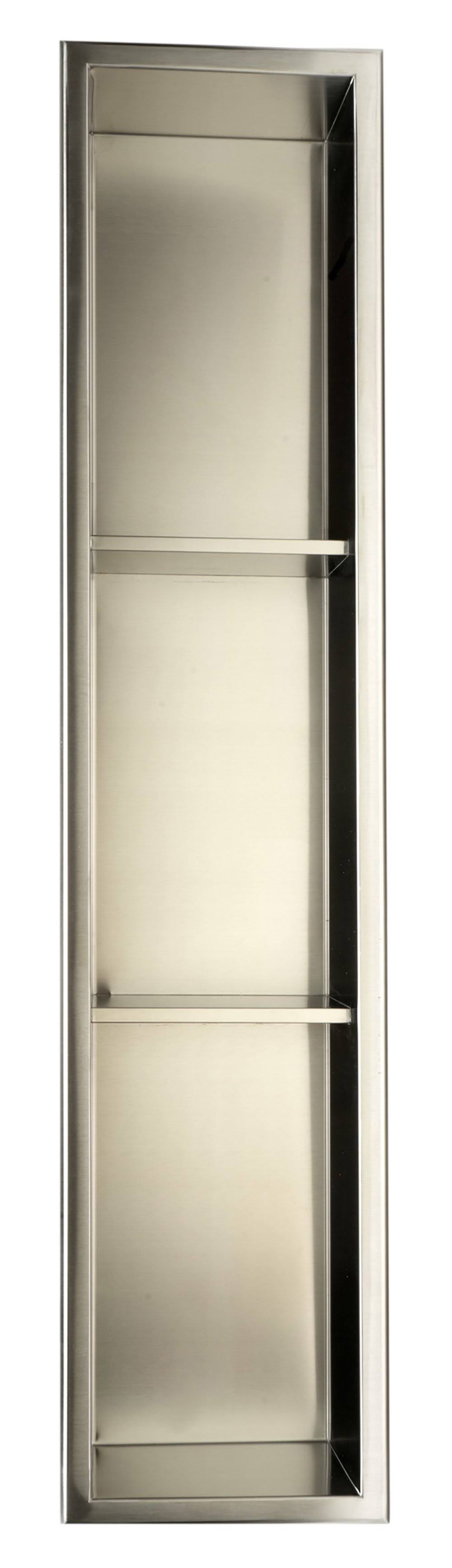 Brushed Stainless Steel 8 x 36 Vertical Triple Shelf Bath Shower Niche F64611
