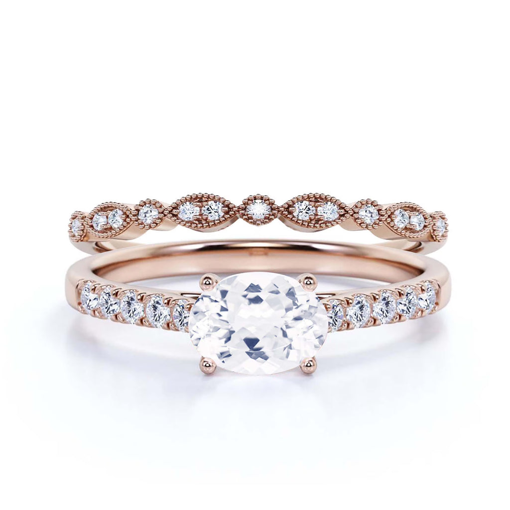 2.00 Carat Oval Cut Diamond Moissanite Engagement Ring in 925 Sterling Silver With 18k Rose Gold Plating T944135