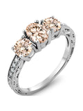 Oval Peach Morganite 925 Sterling Silver Moissanite Ring Q425