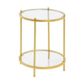 2 Tier Round End Table Gold Y284