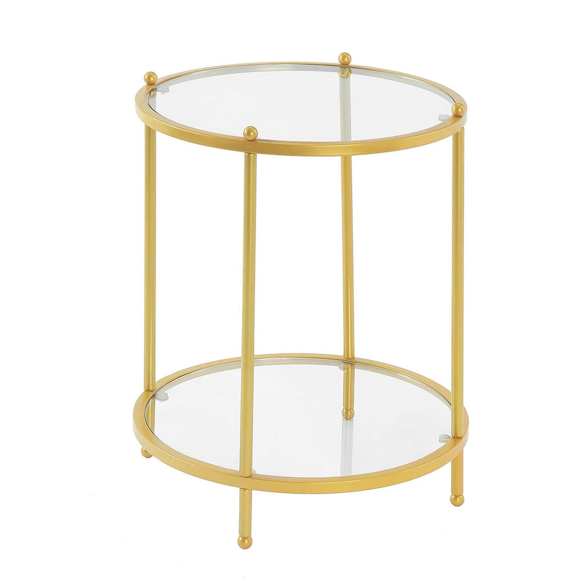 2 Tier Round End Table Gold Y284